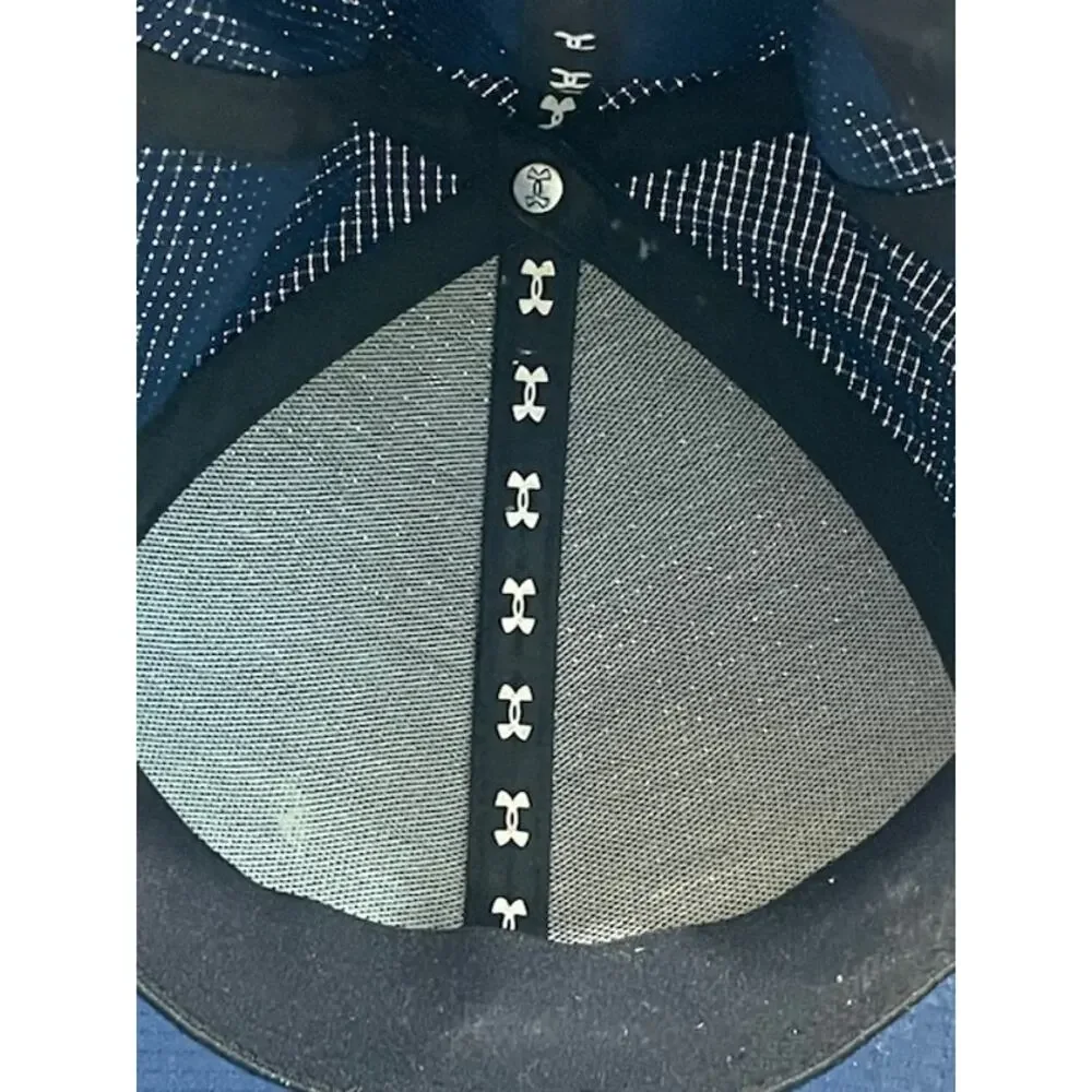 Under Armour men's blue baseball flex fit cap with gray logo